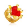 Ultra Chic Beaded Heart Ring With Amber, Ring Size: 9 / 19, image 