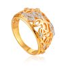Stunning Floral Motif Ring With Crystals, Ring Size: 6 / 16.5, image 