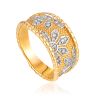 Chic Floral Motif Ring With Crystals, Ring Size: 7 / 17.5, image 