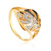 Two Tone Crystal Leaf Ring, Ring Size: 10 / 20, image 