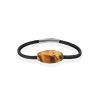 Leather Strap Bracelet With Textured Amber Centerstone, image 