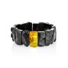 Bold Black Amber Bracelet With Insect, image 