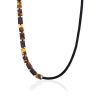 Textile Cord Necklace With Mix Tone Amber Beads, image 