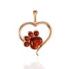 Heart Motif Pendant With Amber Paw, image 