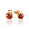 Amber Cat Stud Earrings, image 