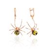 Chic Spider Design Earrings With Amber, image 