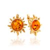 Sun Earrings With Amber Centerstones, image 
