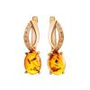 Cognac Amber Earrings In Gold With Crystals The Raphael, image 
