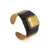 Golden Color Leather Bracelet With Green Amber The Nefertiti, image 