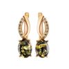 Green Amber Earrings In Gold With Crystals The Raphael, image 