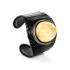 Black Leather Cuff Bracelet With White Amber The Nefertiti, image 