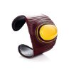 Dark Leather Cuff Bracelet With Honey Amber The Nefertiti, image 