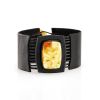 Dark Leather Bracelet With Honey Amber The Amazon, image 
