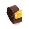 Handcrafted Leather Bracelet With Honey Amber And Wood The Indonesia, image 