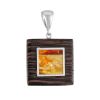 Handmade Square Pendant With Amber And Wood The Indonesia, image 