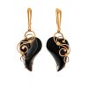 Golden Drop Earrings With Black Synthetic Onyx The Serenade, image 