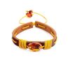 Leather Pull And Tie Bracelet With Cognac Amber The Copacabana, image 