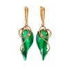 Golden Dangle Earrings With Green Synthetic Onyx The Serenade, image 