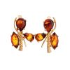 Bold Cognac Amber Earrings In Gold-Plated Silver The Verbena, image 