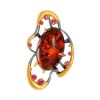 Gold-Plated Pendant With Cognac Amber and Crystals The Pompadour, image 