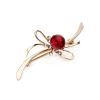 Refined Gold Plated Brooch With Amber And Crystals The Beoluna, image 