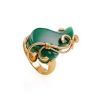 Green Synthetic Onyx Adjustable Ring In Gold-Plated Silver The Serenade, Ring Size: Adjustable, image 
