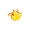 Leaf Shaped Amber Ring In Gold The Canada, Ring Size: Adjustable, image 