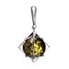 Square Amber Pendant In Sterling Silver The Saturn, image 