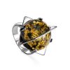 One Size Amber Ring In Sterling Silver The Saturn, Ring Size: Adjustable, image 
