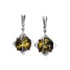 Drop Amber Earrings In Sterling Silver The Saturn, image 