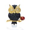 Charming Enamel Brooch With Cognac Amber And Crystals The Beoluna, image 