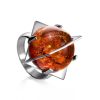 Adjustable Amber Ring In Sterling Silver Ring The Saturn, Ring Size: Adjustable, image 