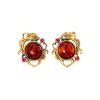 Round Gold-Plated Earrings With Cognac Amber And Crystals The Pompadour, image 