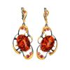 Drop Gold-Plated Earrings With Cognac Amber And Crystals The Pompadour, image 