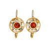 Cognac Amber Earrings In Gold Plated Silver The Aida, image 