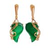 Gold-Plated Dangle Earrings With Green Synthetic Onyx The Serenade, image 
