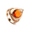 Cocktail Amber Ring In Gold With Crystals The Raphael, Ring Size: 8 / 18, image 