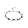 Green Amber Link Bracelet In Sterling Silver The Peony, image 