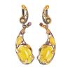 Drop Honey Amber Earrings In Gold-Plated Silver With Crystals The Pompadour, image 