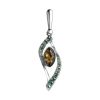 Amber Pendant In Sterling Silver With Green Crystals The Raphael, image 