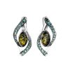 Amber Earrings In Sterling Silver With Crystals The Raphael, image 