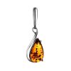 Delicate Teardrop Silver Pendant With Cognac Amber The Gioconda, image 