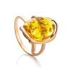 One Size Amber Ring In Gold-Plated Silver The Vivaldi, Ring Size: Adjustable, image 