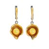 Drop Amber Earrings In Gold-Plated Silver The Turandot, image 