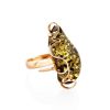 Handcrafted Golden Ring With Green Amber Stone The Rialto, Ring Size: Adjustable, image 