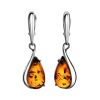 Sterling Silver Drop Earrings With Cognac Amber The Gioconda, image 
