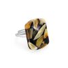 Mosaic Adjustable Ring With Honey Amber And Dark Polymer The Dalmatian, Ring Size: Adjustable, image 
