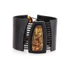 Dark Leather Bracelet With Green Amber The Amazon, image 