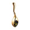 Gold-Plated Pendant With Green Amber The Peony, image 