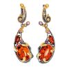Drop Gold-Plated Earrings With Cognac Amber And Crystals The Pompadour, image 